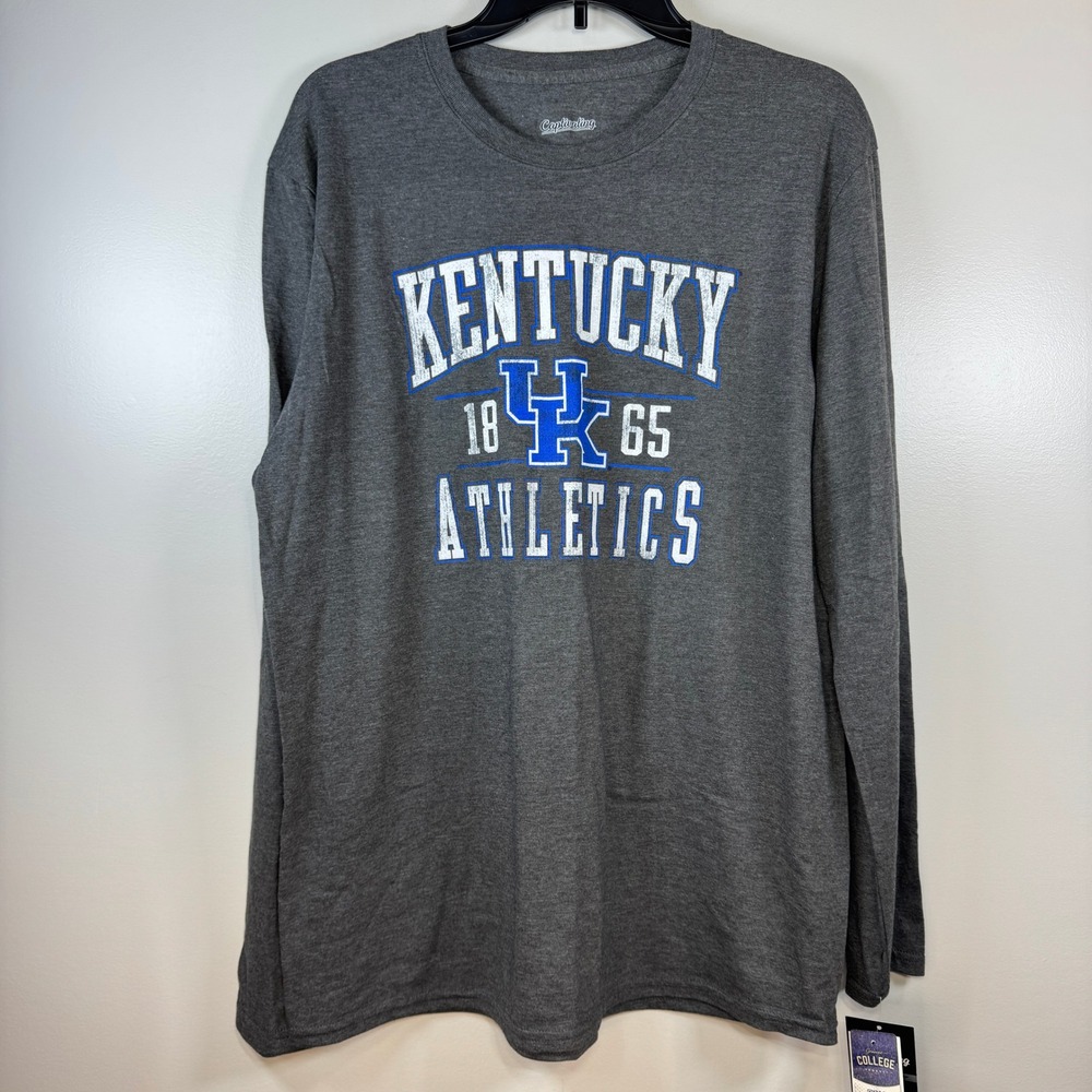Kentucky Wildcats Long Sleeve Tee Mens XL‎ Blue UK Logo Game Day Fan Gear Sporty